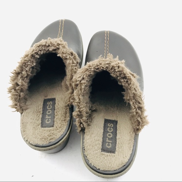 Crocs Faux Fur Lined Mule Clogs Womens Size 8 Brown - Picture 6 of 9